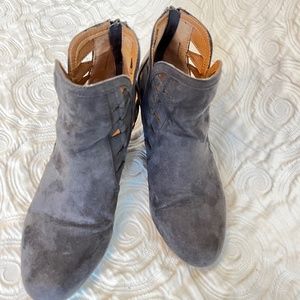 Vegan Suede Cut-out Wedge Ankle Boots